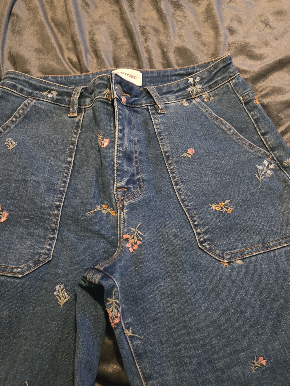 Driftwood Embroidered Dark Wash Women’s Jeans - Floral Detail - Picture 11 of 16